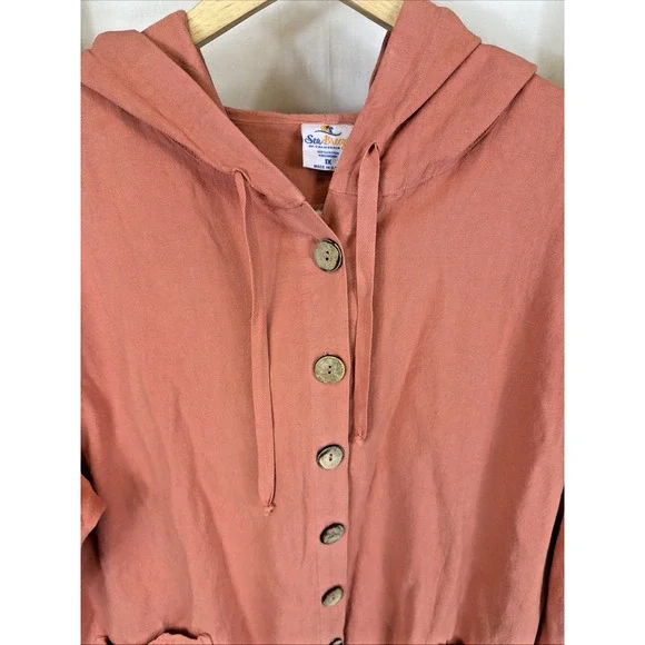 NWT Sea Breeze Peach Button Up Hood Swing Jacket #1399 Size 1X - Picture 2 of 7